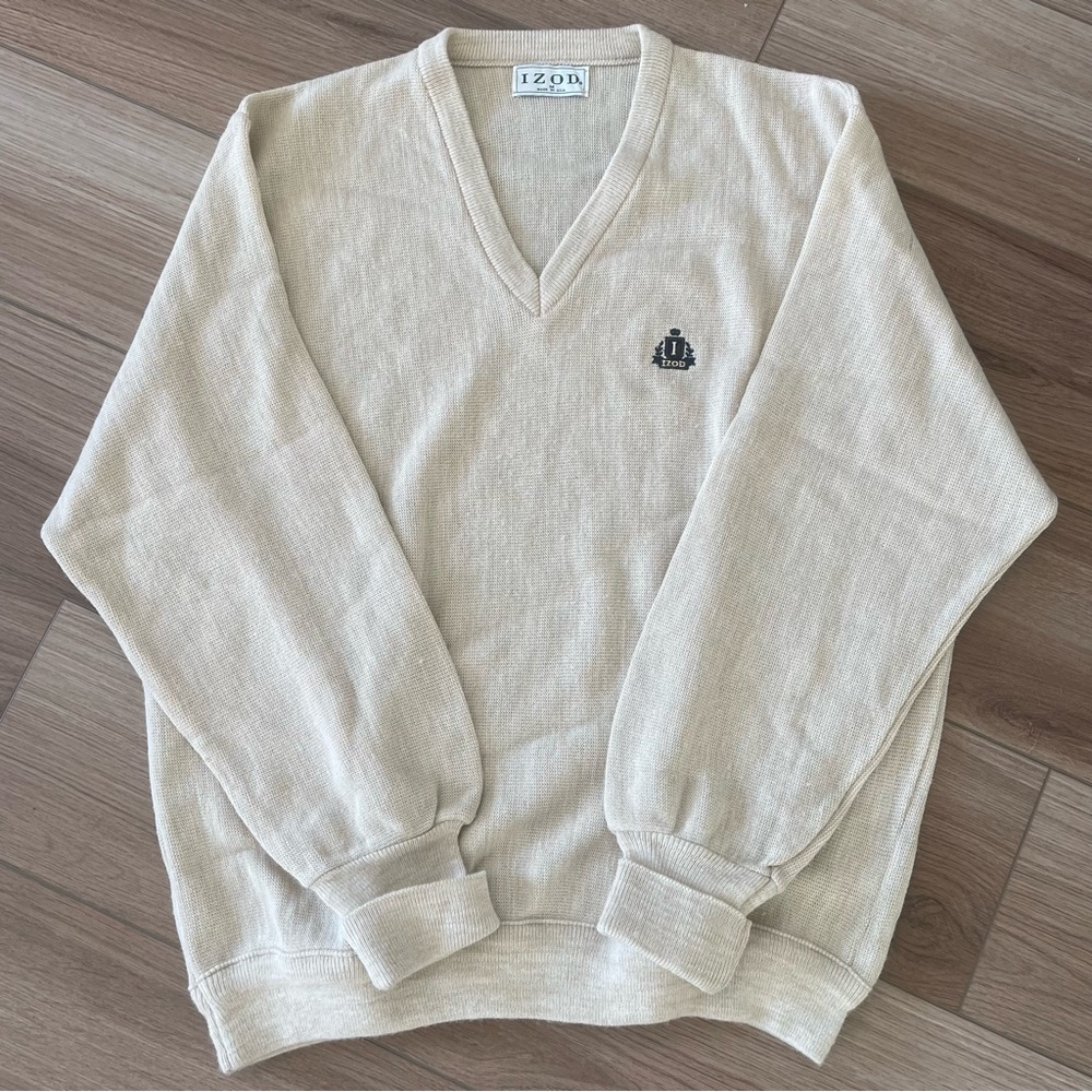 Vintage IZOD Cream V-Neck Sweater